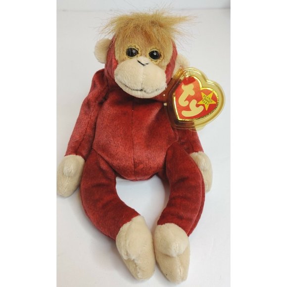 1999 Retired Vintage TY Beanie Baby Schweetheart Pellets Monkey w/ Tag - Picture 1 of 4